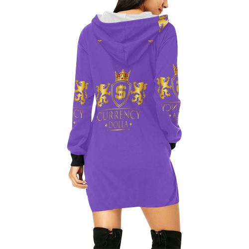 CURRENCY_DOLLA All Over Print Hoodie Mini Dress (Model H27)