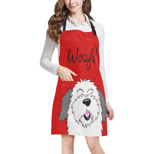Woof!! Sheepie - red All Over Print Apron