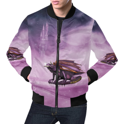 Wonderful violet dragon All Over Print Bomber Jacket for Men (Model H19)