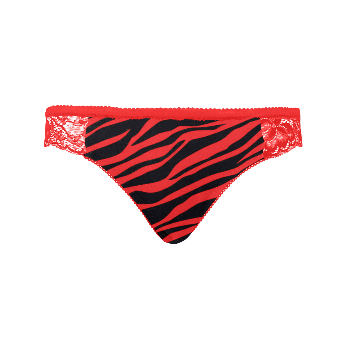Red Zebra Stripes Red Women's Lace Panty (Model L41)