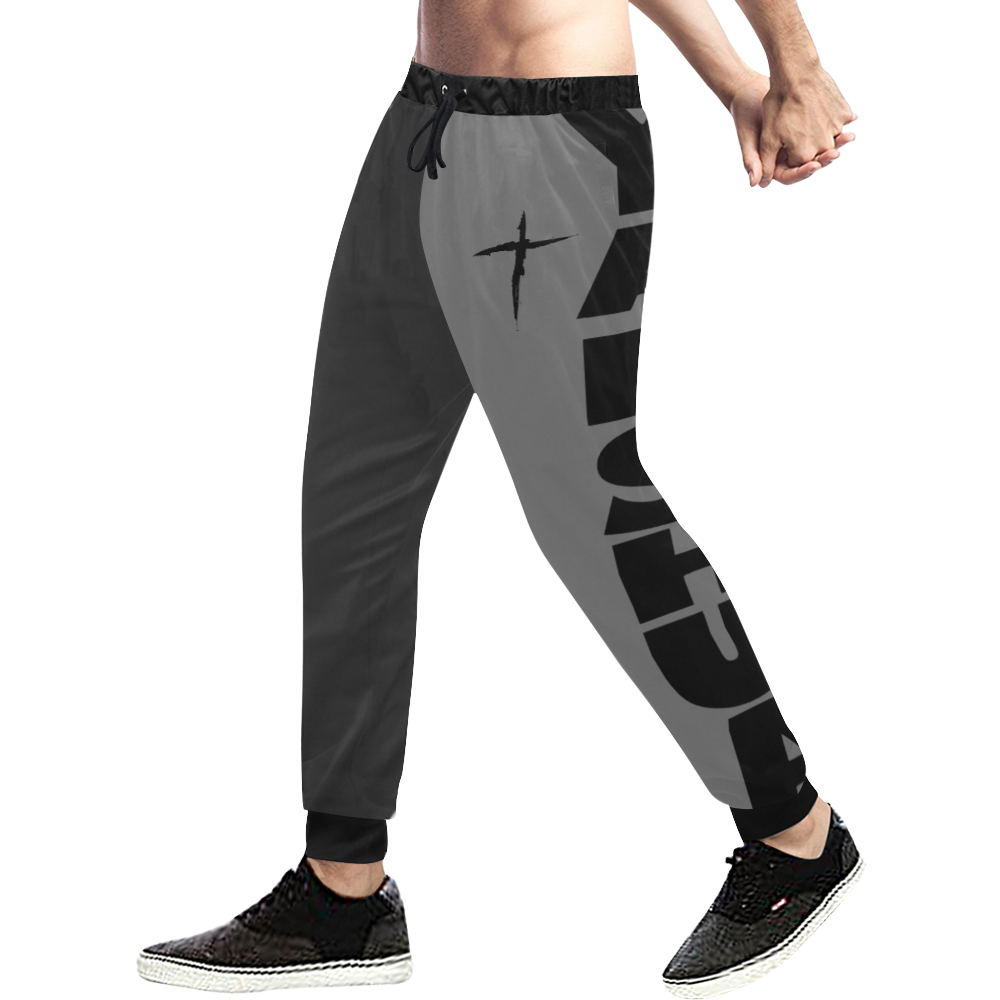 Yahshua Joggers (Black Gray) Men's All Over Print Sweatpants/Large Size (Model L11)