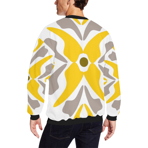 flower tile Men's Oversized Fleece Crew Sweatshirt (Model H18)