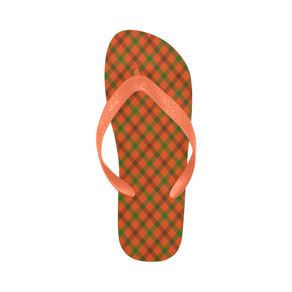 Tami plaid in orange, green and brown Flip Flops for Men/Women (Model 040)