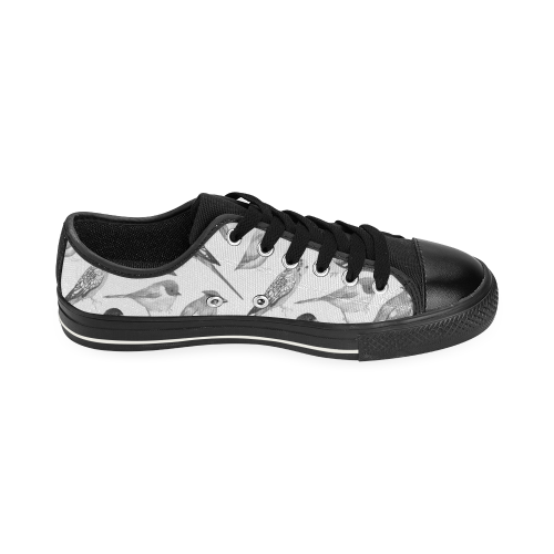 Black and white birds Men's Classic Canvas Shoes (Model 018)