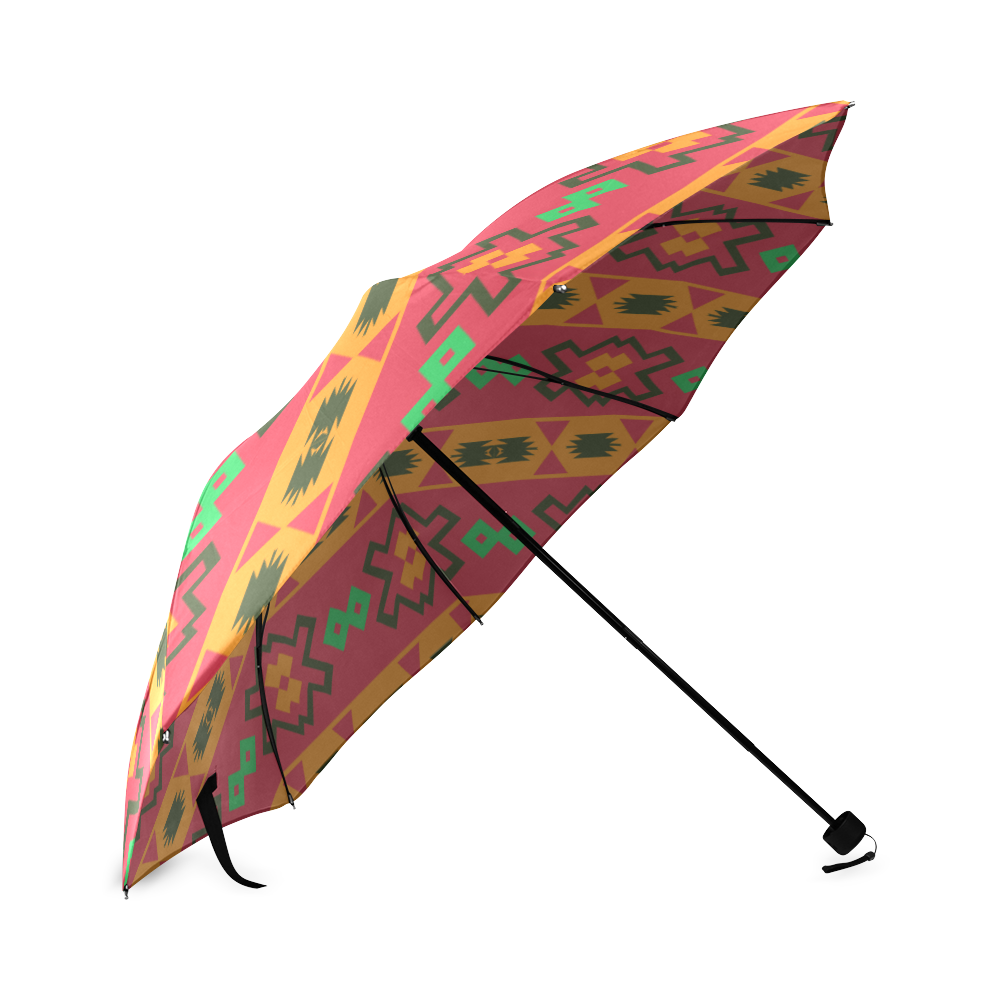 Tribal shapes in retro colors (2) Foldable Umbrella (Model U01)