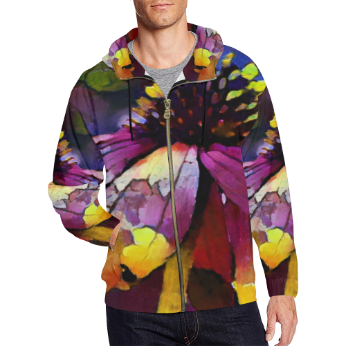 yes i am pretty 1c1 All Over Print Full Zip Hoodie for Men/Large Size (Model H14)