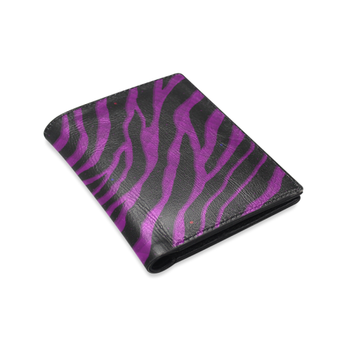 Ripped SpaceTime Stripes - Purple Men's Leather Wallet (Model 1612)