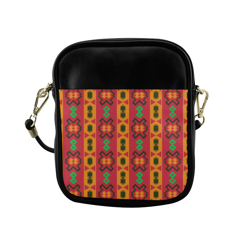 Tribal shapes in retro colors (2) Sling Bag (Model 1627)
