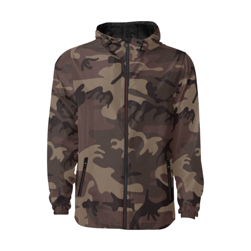 Camo Red Brown All Over Print Quilted Windbreaker for Men (Model H35)