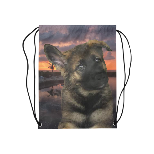 Dog German Shepherd Medium Drawstring Bag Model 1604 (Twin Sides) 13.8"(W) * 18.1"(H)