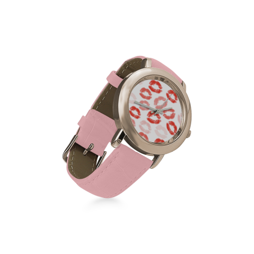 Blowing Kisses Women's Rose Gold Leather Strap Watch(Model 201)