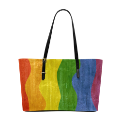 Gay Pride - Rainbow Flag Waves Stripes 3 Euramerican Tote Bag/Large (Model 1656)