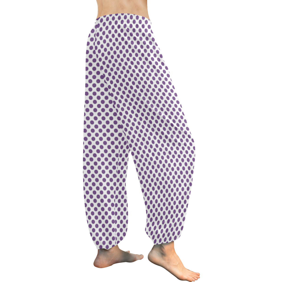 Royal Lilac Polka Dots Women's All Over Print Harem Pants (Model L18)