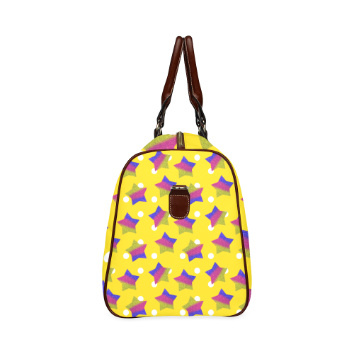 ombre glitter  star yellow dot pattern Waterproof Travel Bag/Small (Model 1639)