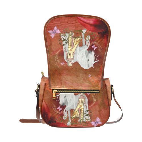 Unicorn with fairy and butterflies Saddle Bag/Large (Model 1649)