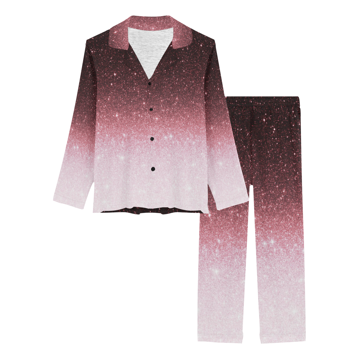 rose gold Glitter gradient Women's Long Pajama Set