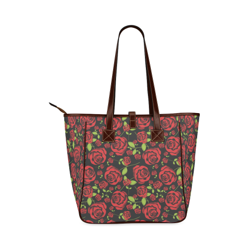 Red Roses on Black Classic Tote Bag (Model 1644)