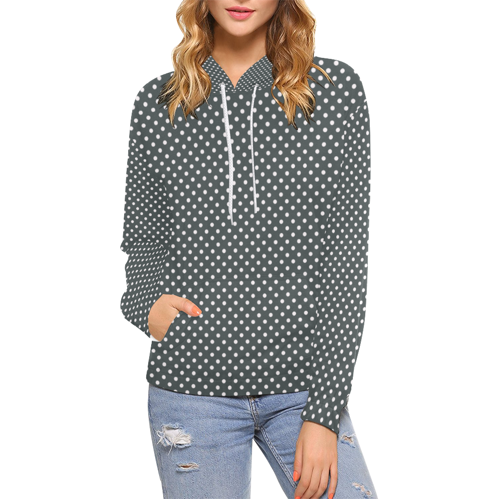 Silver polka dots All Over Print Hoodie for Women (USA Size) (Model H13)