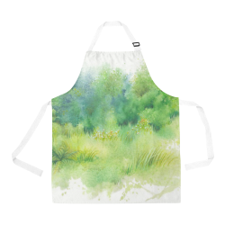 Inviting Greenery Landscape Watercolors All Over Print Apron