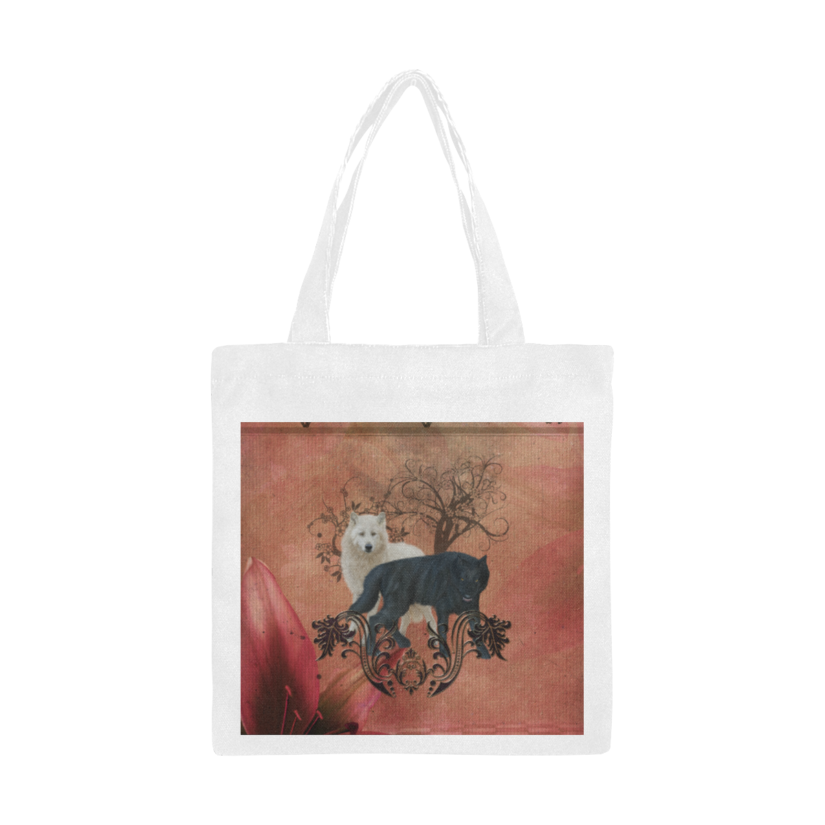 Awesome black and white wolf Canvas Tote Bag/Small (Model 1700)