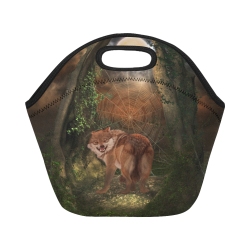 Awesome wolf in the night Neoprene Lunch Bag/Small (Model 1669)