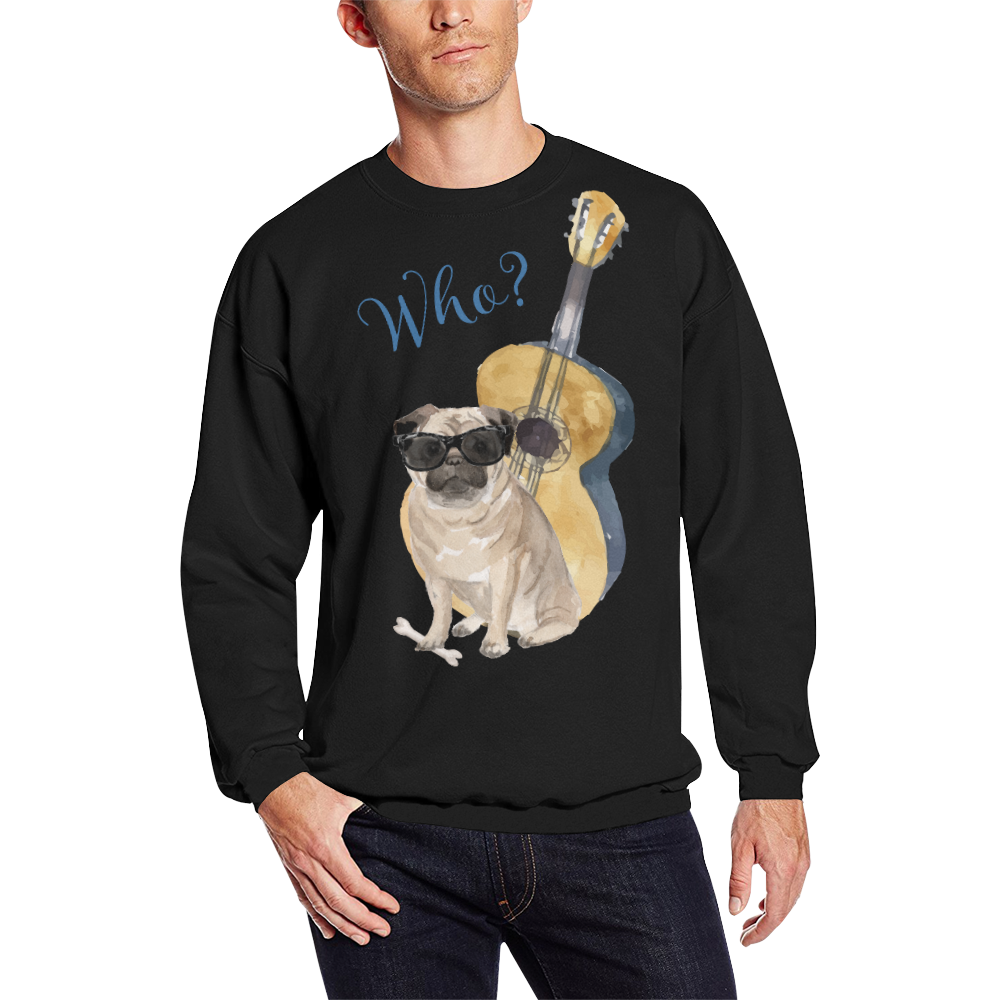 Doctor Pug Men's Oversized Fleece Crew Sweatshirt/Large Size(Model H18)