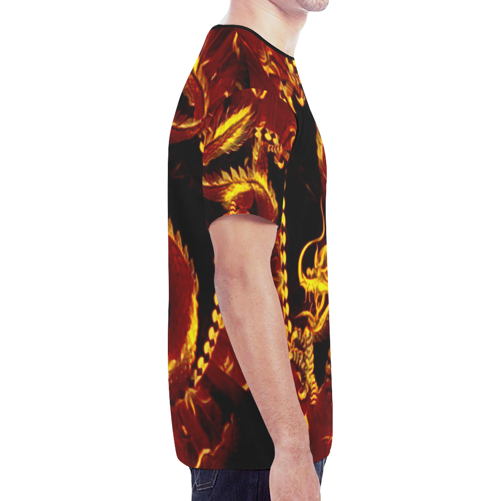 Awesome Chinese Dragon Flame Graphic New All Over Print T-shirt for Men (Model T45)