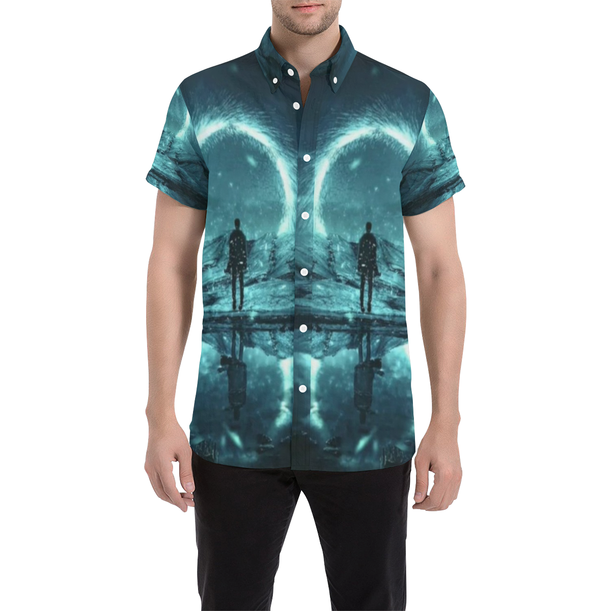 Dream skyman Men's All Over Print Short Sleeve Shirt/Large Size (Model T53)