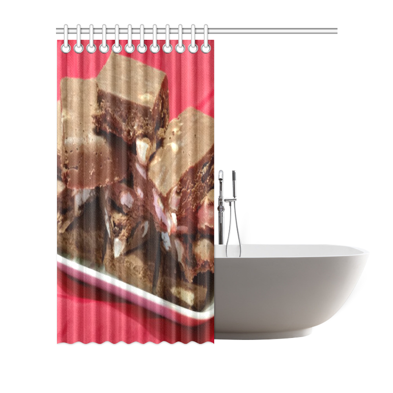 Cherry Chocolate Marshmallow Fudge On A Plate Shower Curtain 72"x72"