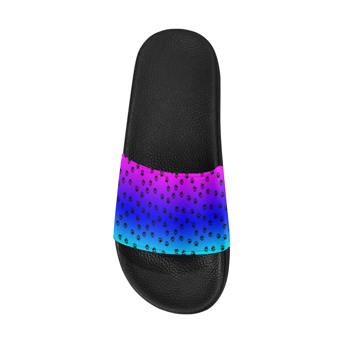 rainbow with black paws Women's Slide Sandals (Model 057)