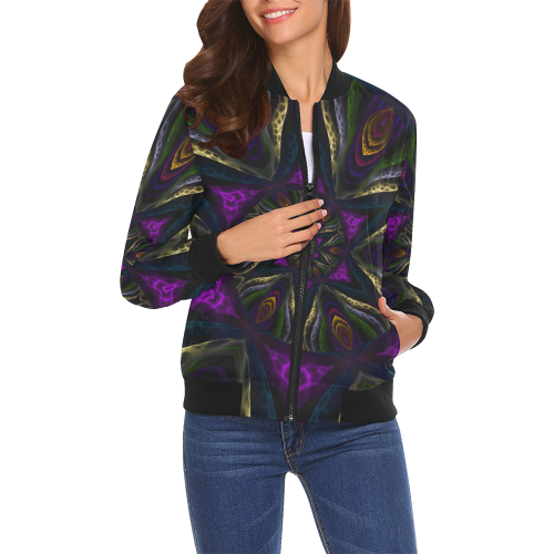 vortex triangles All Over Print Bomber Jacket for Women (Model H19)