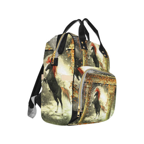 Wild horse in a fantasy world Multi-Function Diaper Backpack/Diaper Bag (Model 1688)
