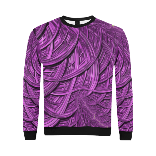 Lightning in the Lilac Grove Fractal Abstract All Over Print Crewneck Sweatshirt for Men/Large (Model H18)