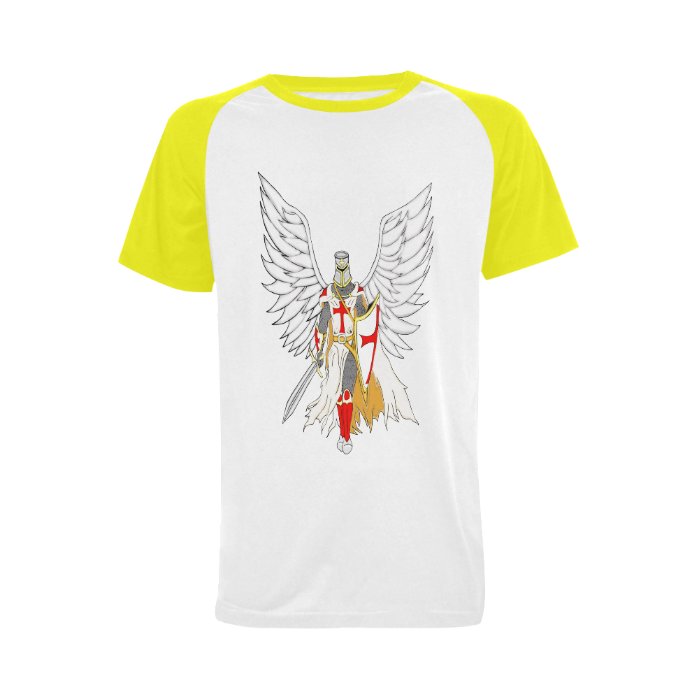 Knights Templar Angel Yellow Men's Raglan T-shirt Big Size (USA Size) (Model T11)