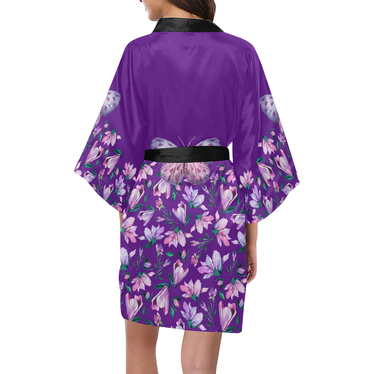 Purple Spring Butterfly Kimono Robe