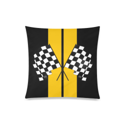 Race Car Stripe, Checkered Flag, Black and Yellow Custom Zippered Pillow Case 20"x20"(Twin Sides)