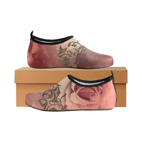 Wonderful roses with floral elements Women's Slip-On Water Shoes (Model 056)