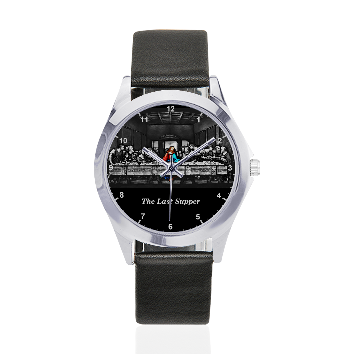The Last Supper Unisex Silver-Tone Round Leather Watch (Model 216)
