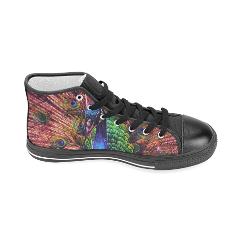 Impressionist Peacock Men’s Classic High Top Canvas Shoes (Model 017)