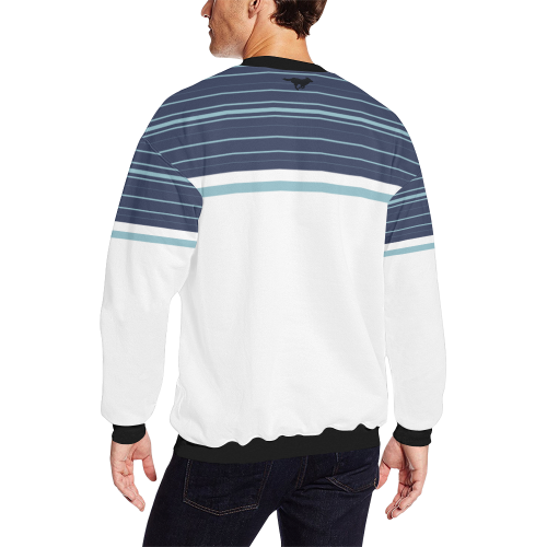 PACE MENS Blue Line Sweater Men's Oversized Fleece Crew Sweatshirt (Model H18)