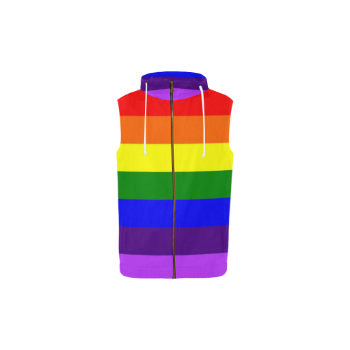 Rainbow Flag (Gay Pride - LGBTQIA+) All Over Print Sleeveless Zip Up Hoodie for Kid (Model H16)