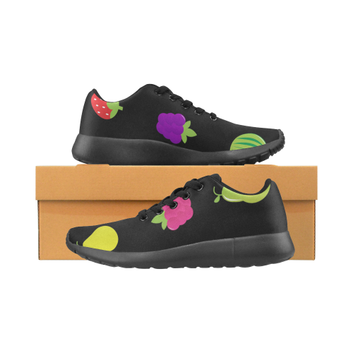 Fruit design Shoes on black Men's Running Shoes/Large Size (Model 020)