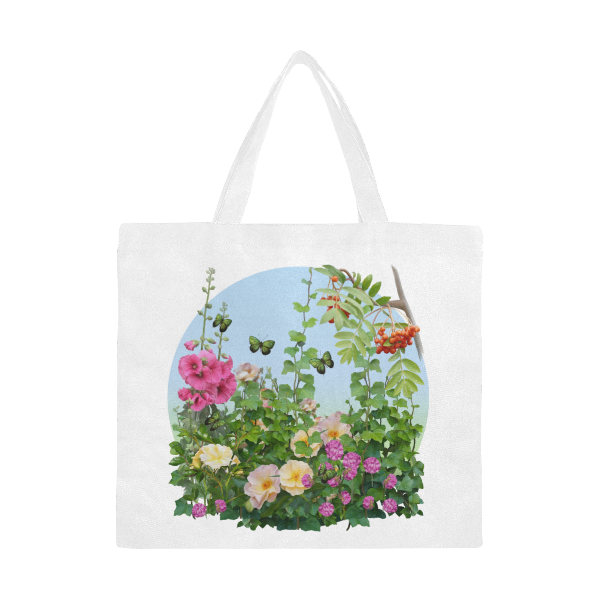 Flower Summer Garden - Floral Watercolors Canvas Tote Bag/Large (Model 1702)