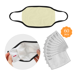 color lemon chiffon Mouth Mask (60 Filters Included) (Non-medical Products)
