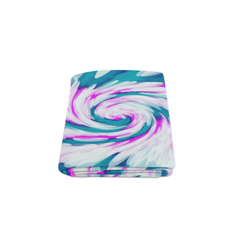 Turquoise Pink Tie Dye Swirl Abstract Blanket 50"x60"