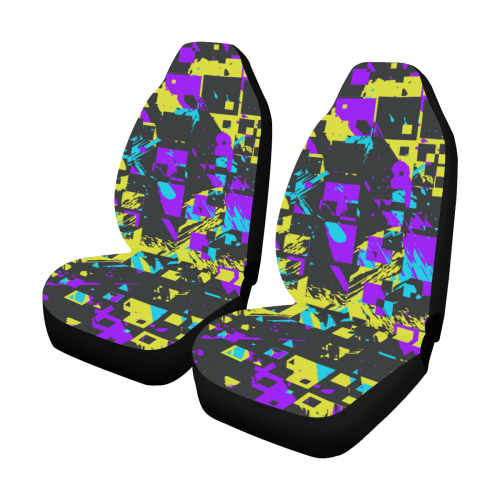 Purple yelllow squares Car Seat Covers (Set of 2)