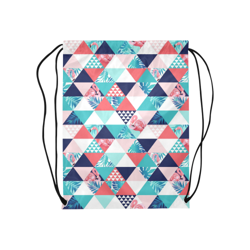 Flamingo Triangle Pattern Medium Drawstring Bag Model 1604 (Twin Sides) 13.8"(W) * 18.1"(H)