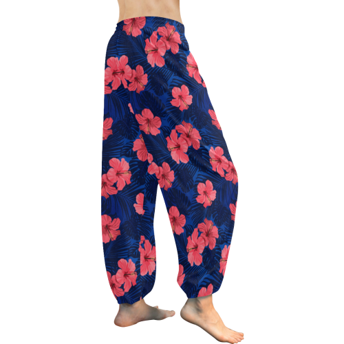 Blue Gumamela Tropical Women's All Over Print Harem Pants (Model L18)