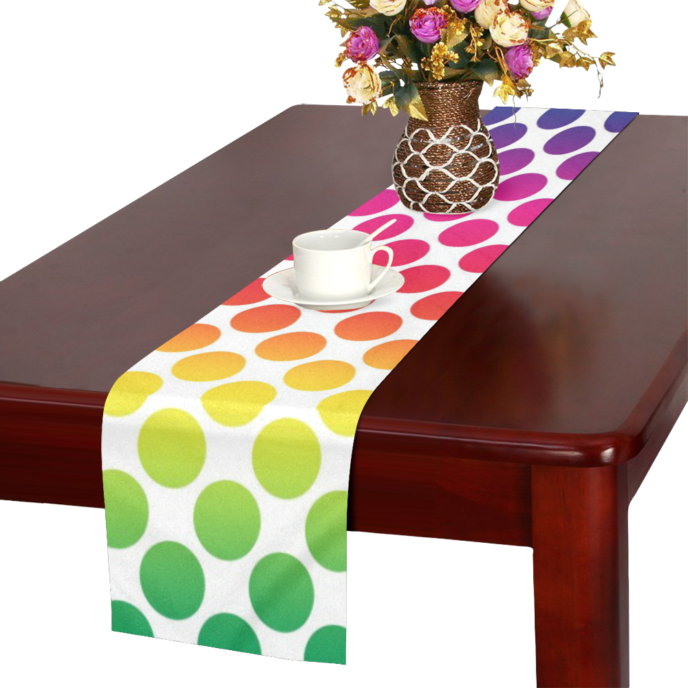 Rainbow Polka Dots Table Runner 16x72 inch