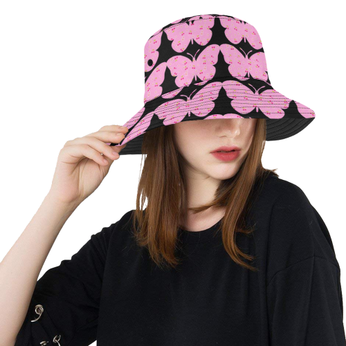 Butterflies Anstract Pink All Over Print Bucket Hat